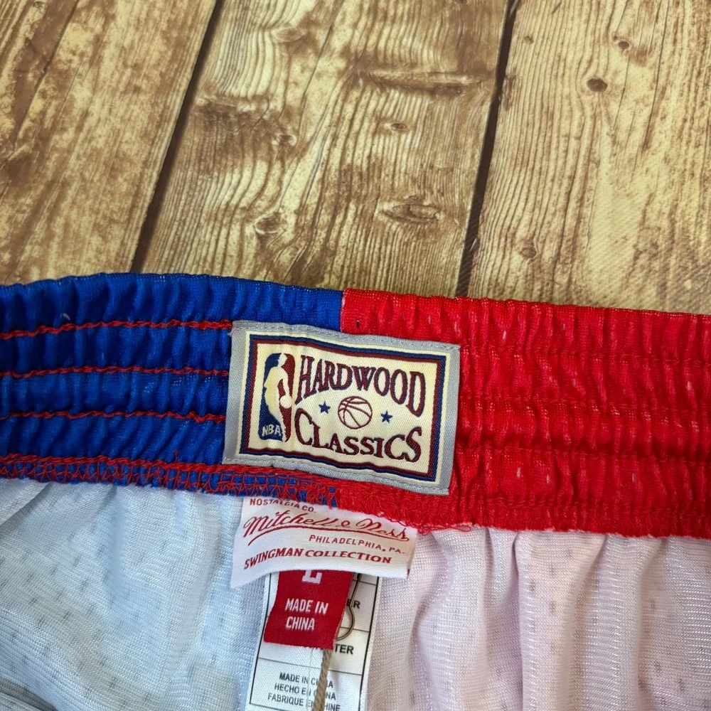 Mitchell & Ness NBA Bullets 1996 Swingman Shorts Mens Large Red Blue Mesh NWT